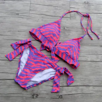 

Women Triangle Bikini Sexy Swimwear pink Print Bikinis Swimsuit Low Waist Wire Free Designer girl Swimming Suit Bathing Suit