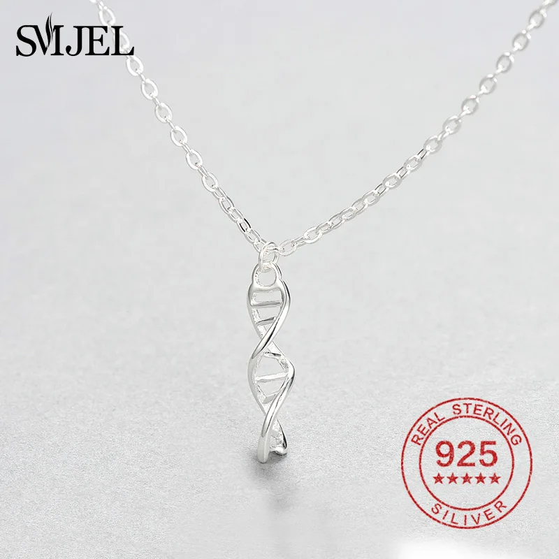 SMJEL Science Jewelry Феликс ожерелье ДНК биология ювелирные изделия ожерелье с дизайном «молекула» бренд стерлингового серебра 925 аксессуары для женщин