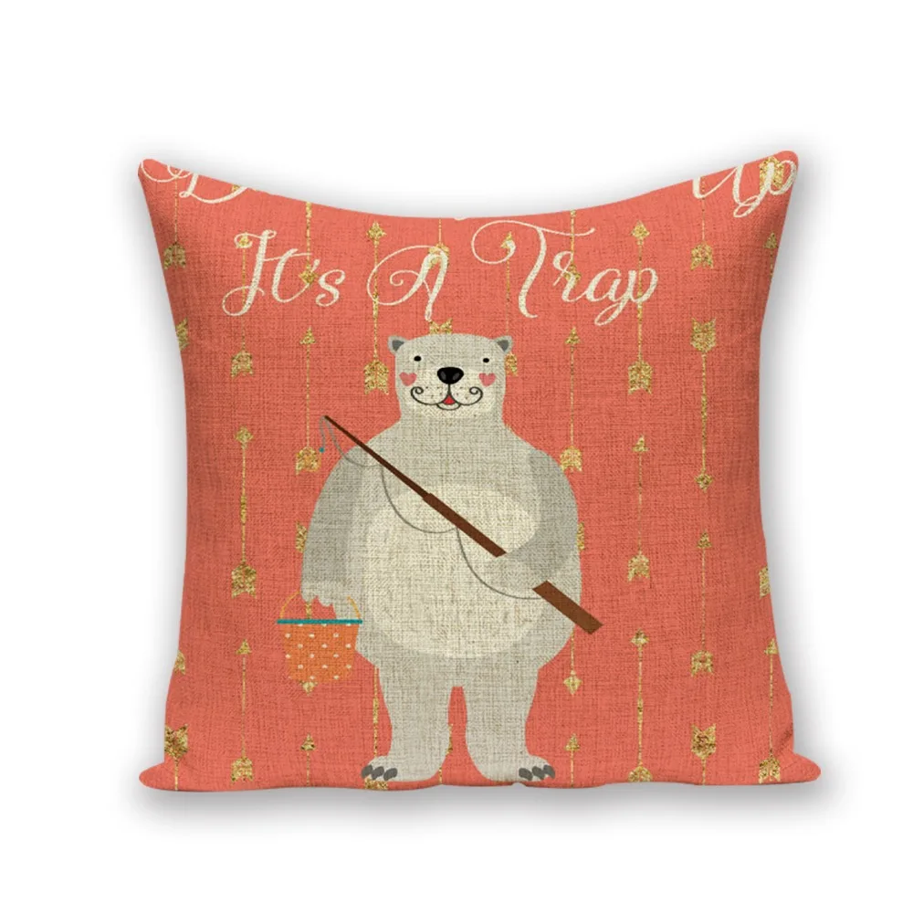 

Pumelo Tree Bear Animal Cushion Cover for Sofa Chair and Cars Cartoon Big White on red Pillowcases for Living Room Decoration