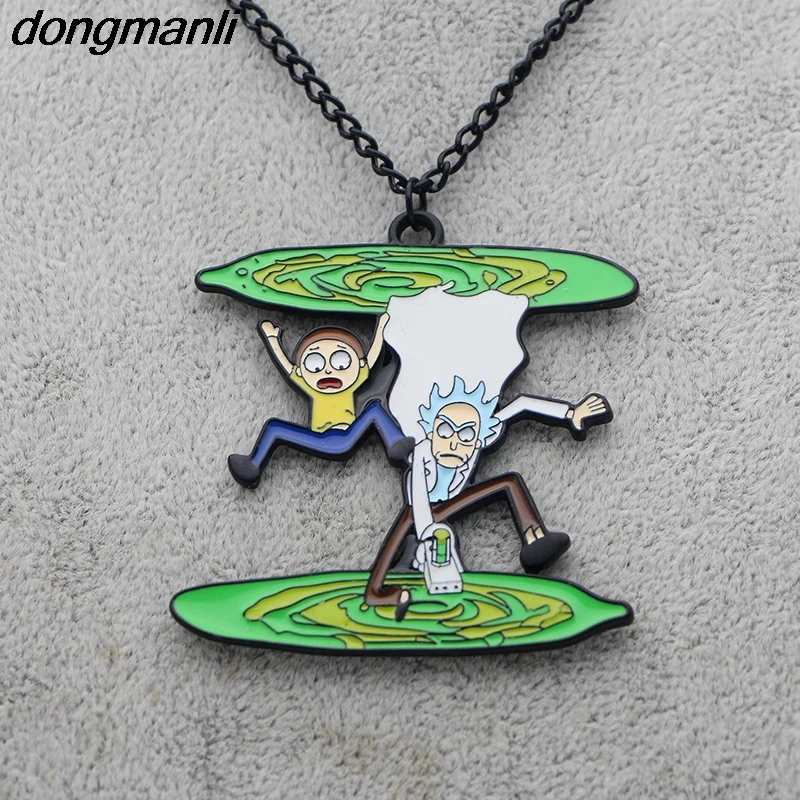

P1332 Dongmanli New Fashion Enamel Rick And Morty Pendant Necklace For Women / Mens Party jewelry Children Friends Gift