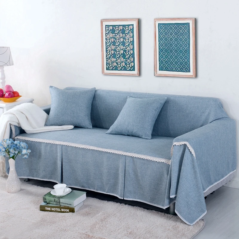 Однотонный тканевый чехол для дивана, универсальный диван-полотенце для гостиной, эластичные Чехлы, все включено, чехол для дивана, украшение для дома - Цвет: Небесно-голубой