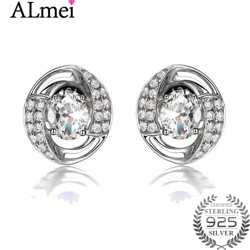 Almei белые серьги AAA + кубический цирконий для женщин подарок на день рождения