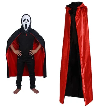 

Halloween Black Red Cosplay Costume Theater Prop Death Hoody Cloak Devil Mantle Ab Wear Long Tippet Adult Hooded Cape