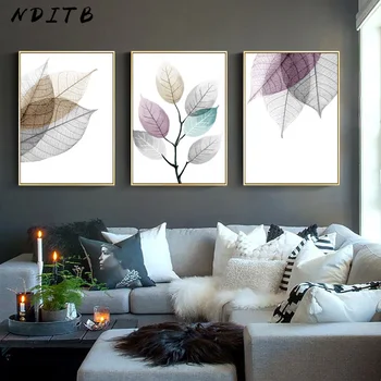 

Clorful Transparent Leaf Poster Abstract Nordic Wall Art Print Canvas Painting Decoration Picture Modern Home Office Room Decor