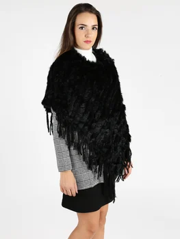 

Woman faux fur soft tassel cloak