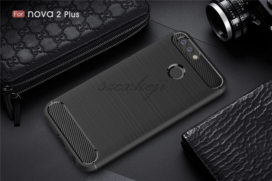 Мягкий чехол для Huawei Nova 2 2 Plus Мягкий силиконовый чехол TPU щеткой из углеродного волокна текстурированное покрытие для Huawei Nova 2 рlus Nova рlus крышка