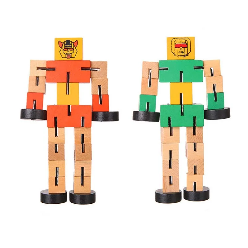 1 pcs Wooden Transformation Robot Cars Montessori Early Education Action Figure Toys For Children Christmas Birthday Gift 1 pcs Wooden Transformation Robot Cars Montessori Early Education Action Figure Toys For Children Christmas Birthday Gift
