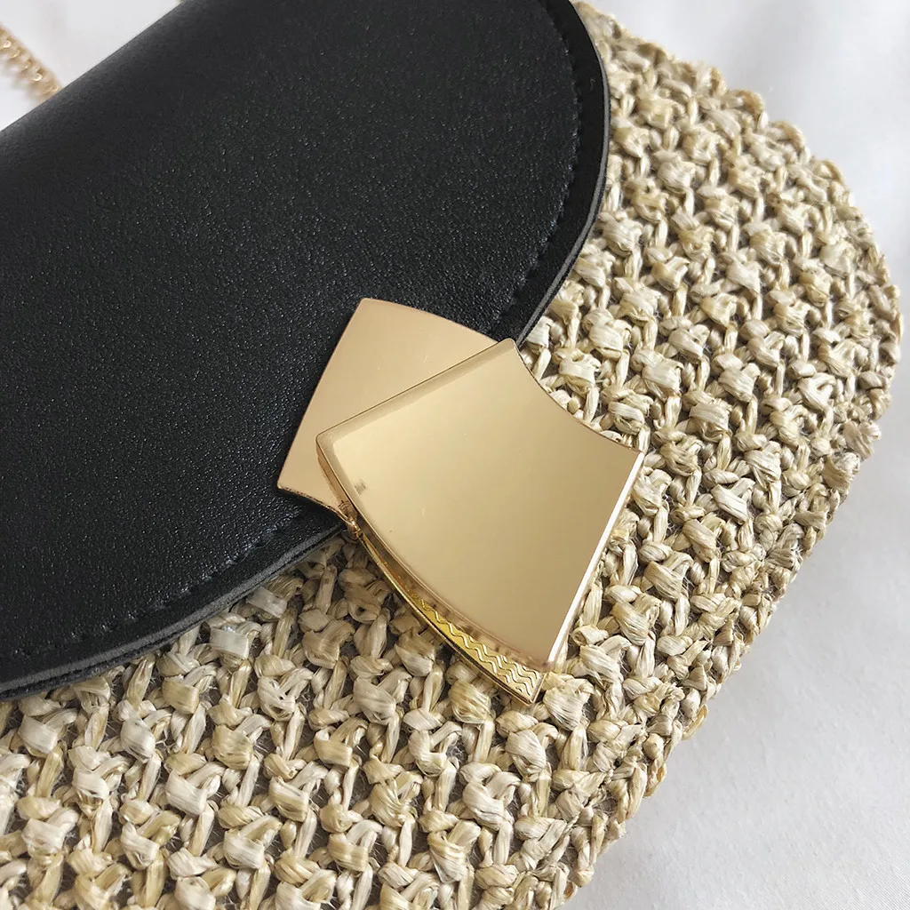 Straw Shoulder Bag Small Flap Crossbody sac for Women woven bag female retro beach Bolsos Rattan bag chain wicker Bolsa Feminina Straw Shoulder Bag Small Flap Crossbody sac for Women woven bag female retro beach Bolsos Rattan bag chain wicker Bolsa Feminina