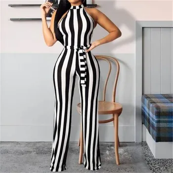 

Summer Women Sleeveless Jumpsuit Sexy Zebra Striped Slim Striped Bib Vest Women's Jumpsuit Female Clothing