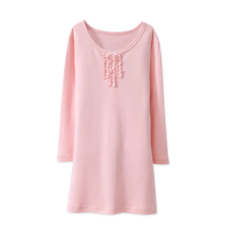 Pink nightdress princess nightgowns sleepwear dress for girls child cotton nightgowns baby nightwear dress 1-02
