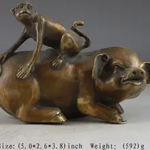 Нежный китайская коллекция свинья и обезьяна Статуэтка благополучия