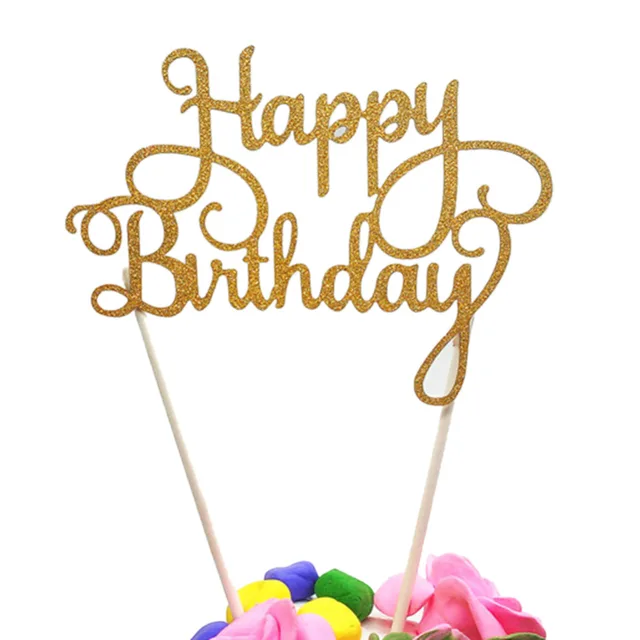 Happy Birthday Cake Topper Acrylic Elegant Party Decorations Kids Supplies Decor Color Random