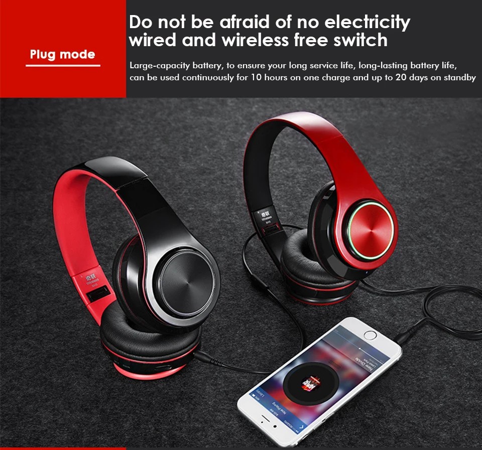 Bluetooth Headphone Luminous Wireless Headphones Bluetooth Bass Headset With Microphone  mp3 player for iphone samsung galaxy (11)