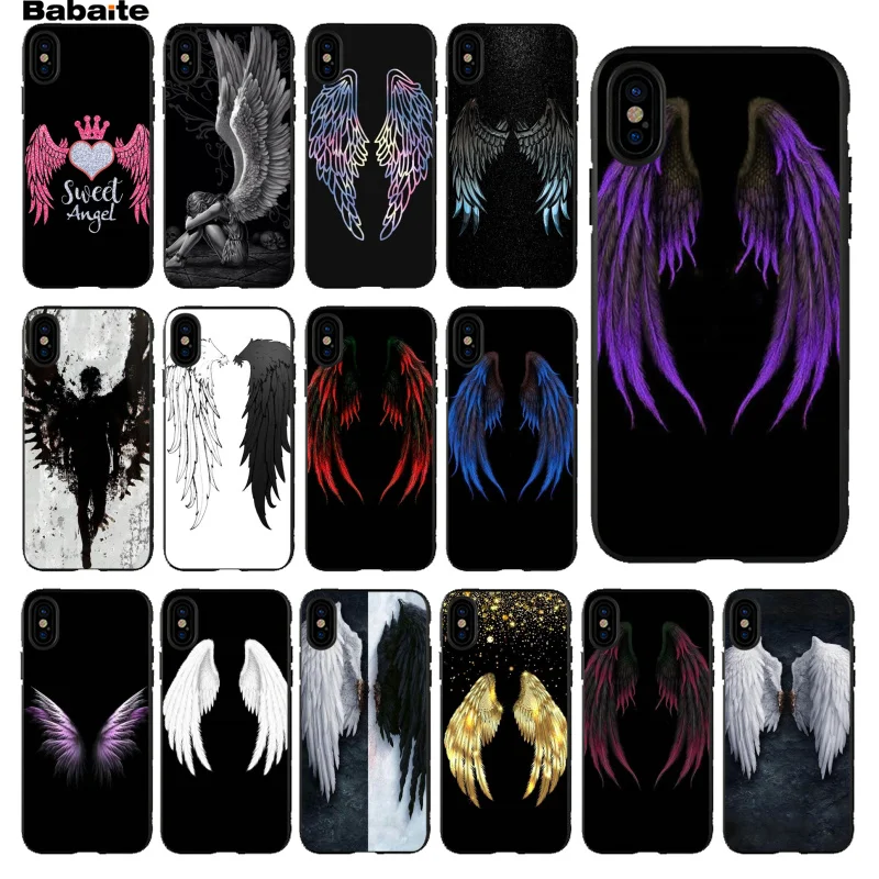 Babaite Angel Wings Soft Silicone TPU Phone Case Cover Shell for iPhone 5 5S 6 6S 7 7plus 8 8PlusX XS MAX XR case cover | Мобильные