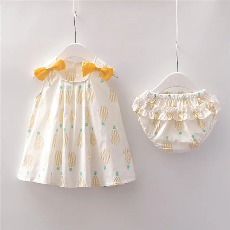 

2PCS Newborn Toddler Baby Girls Carrot Print Bowknot Dress Set Outfits Clothes child dress party cute roupa infantil menina#sg
