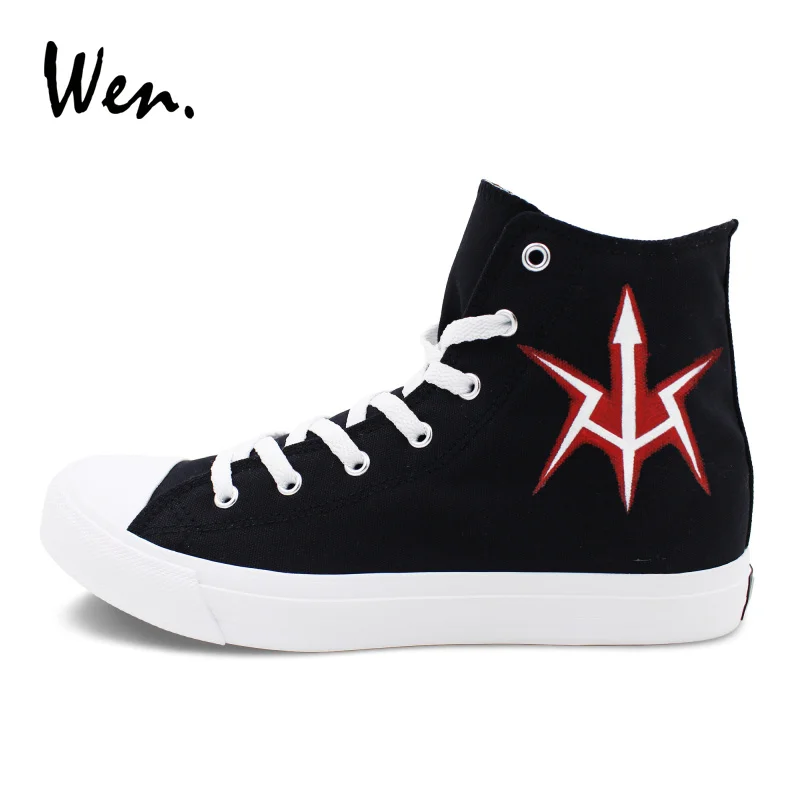 Wen Black Canvas Shoes Sneakers Men Women Anime Custom Design Code Geass Hand Painted Shoes High Top Lace up Plimsolls Trainer Wen Black Canvas Shoes Sneakers Men Women Anime Custom Design Code Geass Hand Painted Shoes High Top Lace up Plimsolls Trainer