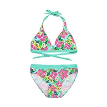 Детский купальный костюм для маленьких девочек с цветочным принтом; купальный костюм из двух предметов; комплект бикини; Одежда для новорожденных девочек; купальный костюм; Прямая поставка