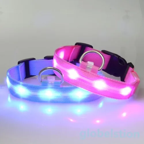 

Puppy Dog LED Glow Nylon Collar Adjustable S M L XL Pet Tag Flash Light Safety 5076