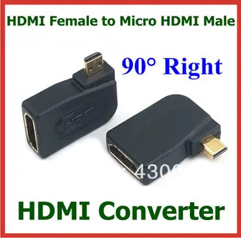 

10pcs HDMI Female to Micro HDMI Male 90 Degree Angle Right Adapter Connector Extender HDMI Converter Gold Plated