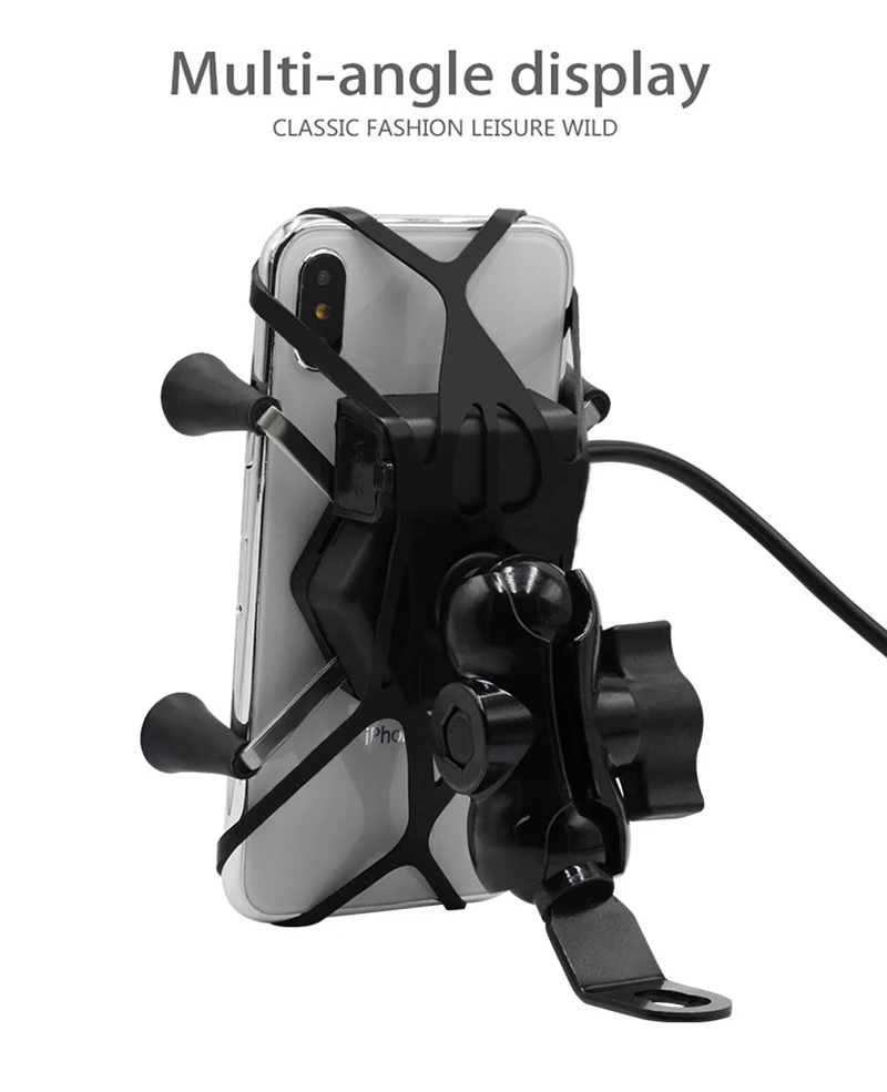 Suporte do Telefone com Carregador Polegada de Montagem do Telefone Suporte para 3.5-6.0 Moto Ciclo Telefone Retrovisor Mirro Guiador Móvel Usb 13 Suporte p celulares