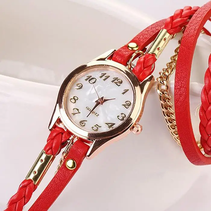 Модные в Корейском стиле, ретро браслет часы Женщина повседневное вязать длинные кожаные кварцевые цифровые часы LXH