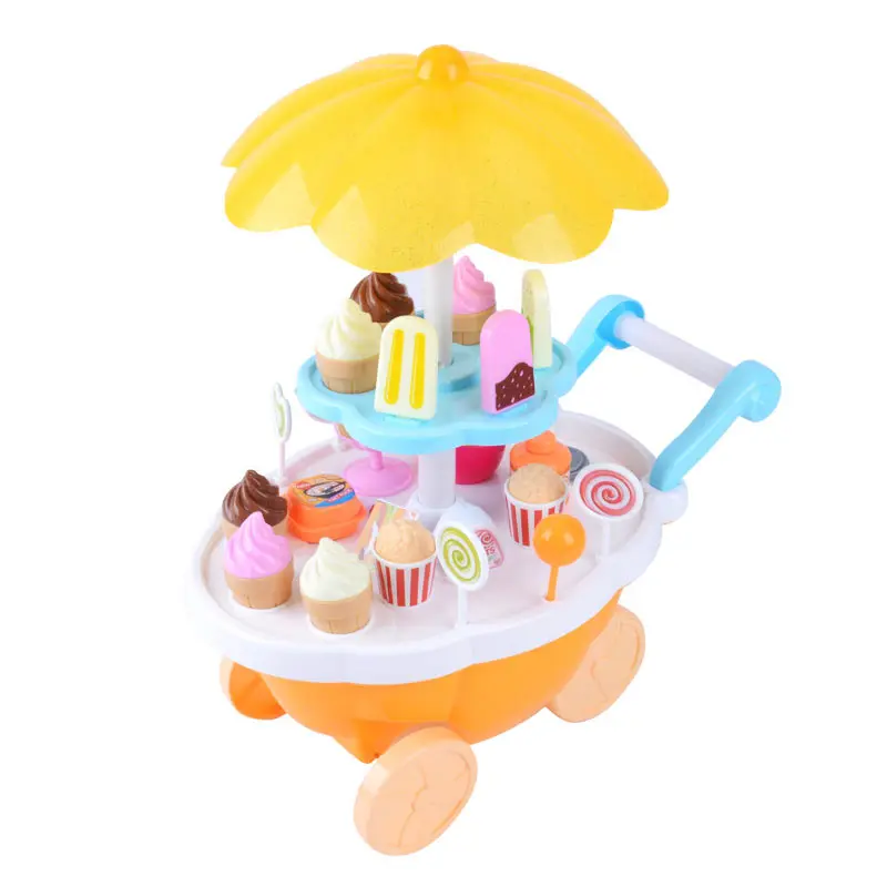 

Kids Toys Simulation Mini Candy Ice Cream Trolley Shop Pretend Play Set for Children Miniature Food @ZJF