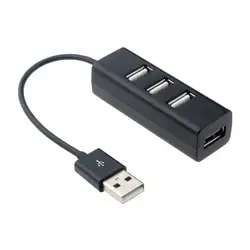 Горячая продажа черный компьютер концентратор мини USB 2,0 Hi-Скорость 4-Порты и разъёмы разветвитель В комплект поставки входит адаптер для ПК