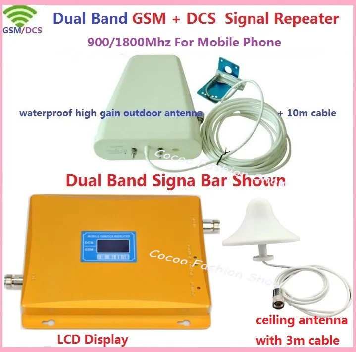 

ZQTMAX 2g 4g Dual band Signal Booster 900 1800 GSM LTE Cellular Repeater 900/1800mhz Amplifier with Ceiling antenna set