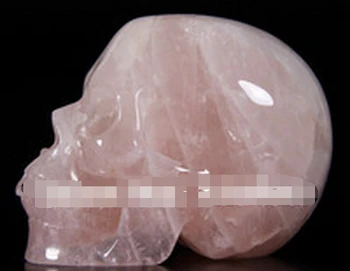 

SUIRONG---402+++PINK ROSE QUARTZ Carved Crystal Skull, Realistic, Crystal Healing