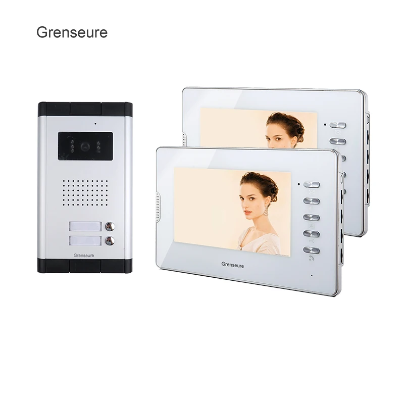 FREE SHIPPING Apartment 7\ Video Intercom Door Phone System 2 White Monitors + 1 Doorbell Camera For 2 House In Stock Wholesale FREE SHIPPING Apartment 7\ Video Intercom Door Phone System 2 White Monitors + 1 Doorbell Camera For 2 House In Stock Wholesale