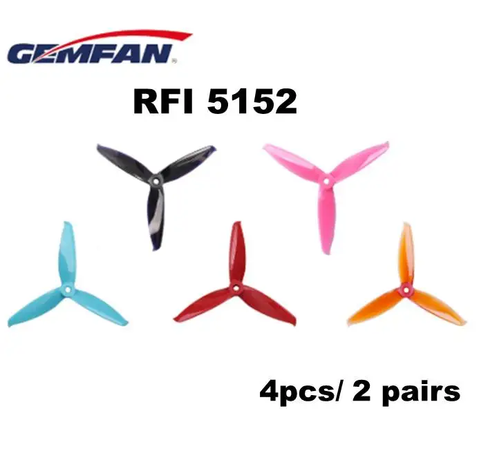 4 шт./2 пары propeller prop Gemfan 5152 пластик 3 лезвия cw ccw совместим с 2205 2207 2306 бесщеточный