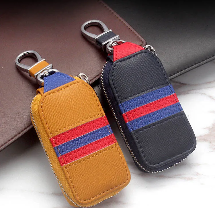 

Leather Car Key Bag Case shell Cover Holder universal for car remote keys zipper key holder car accessories 5 colors gift new