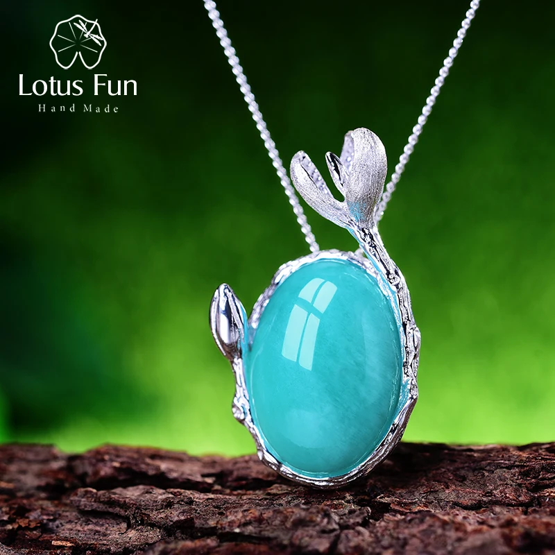 Lotus Fun реальные 925 серебро Амазонит натуральный ювелирных украшений ручной работы