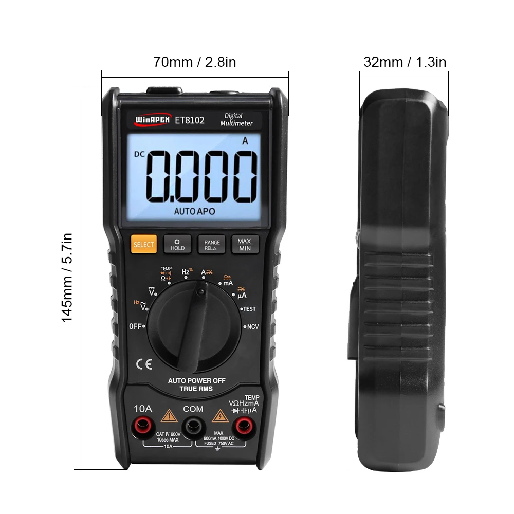 Цифровой мультиметр ET8102 тестер 3 5/6 мини AC DC 6000 истинный RMS цифровой вольтметр 1000 В