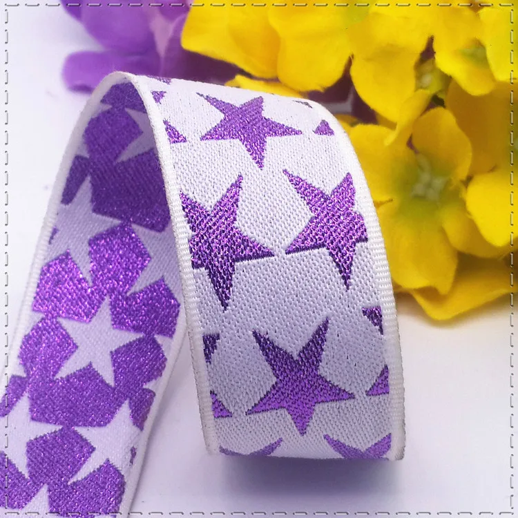 Горячая продажа (1 м/лот) 30 мм 1/8 &quotфиолетовая звезда печать Grosgrain ленточный пояс DIY
