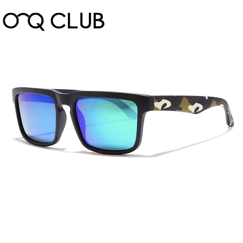 

O-Q CLUB Eye catching Function Polarized Sunglasses For Men Matte Black Frame Fit Painting Temples Play Cool Sun Glasses