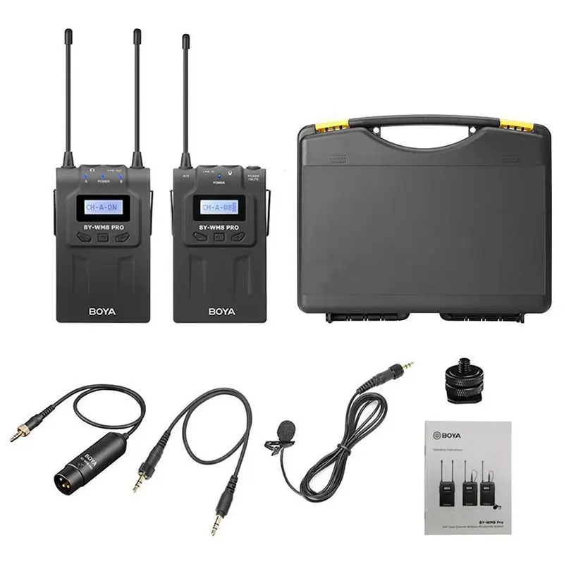 Boya By-Wm8 Pro-K1 Uhf Беспроводные ПЕТЛИЧНЫЕ микрофон в комплекте для Eng Efp Dslr камеры