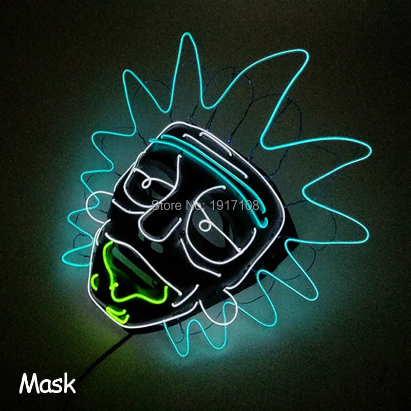 

2021 New Party Mask Cosplay Glowing Grimace EL Mask LED Light Flashing Skeleton Halloween Rave Party Decoration