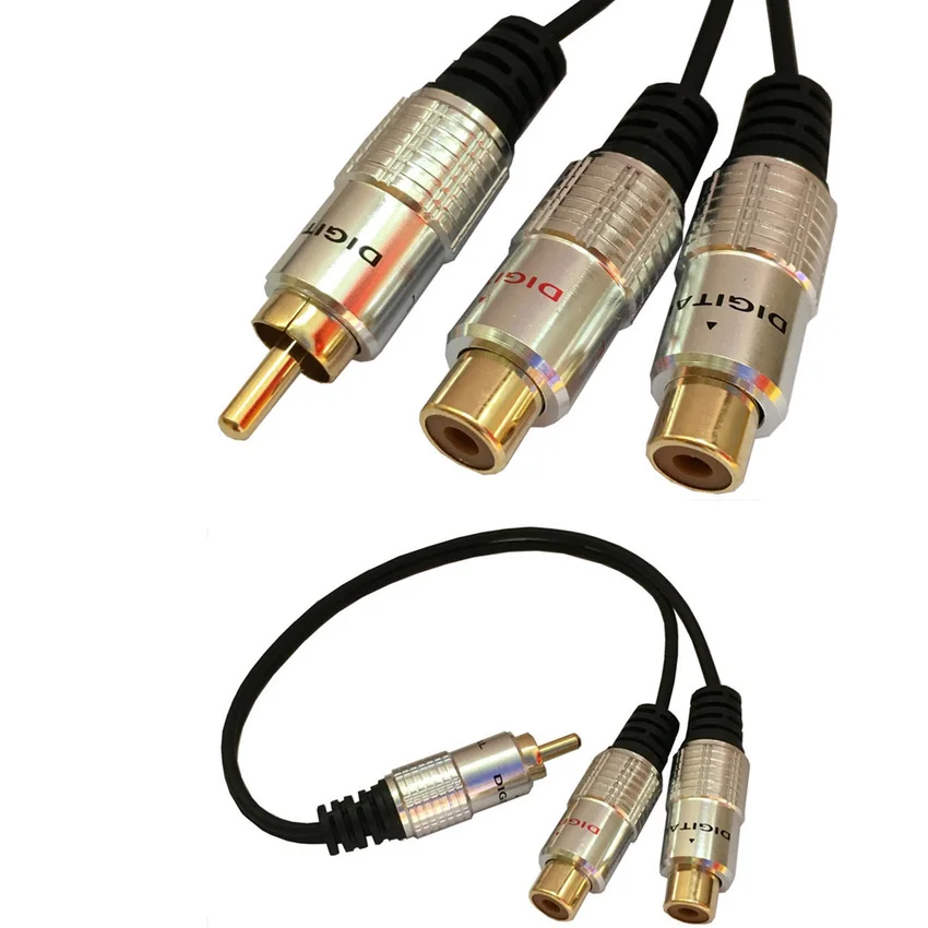 Алюминиевая заглушка 1 RCA штекер 2 гнездо сплиттер стерео аудио Y адаптер 0 25