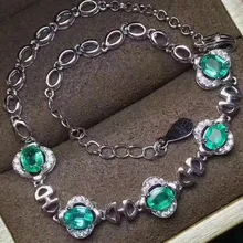 Верность натуральный 4*5 мм колумбийский изумруд браслеты s925 серебро Благородный ювелирные изделия подарок для женщин натуральный зеленый драгоценный камень