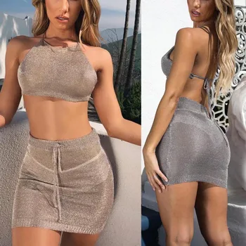 

Liva Girl 2019 Sexy Halter Strapless Dew Backpack Hip Dress Set