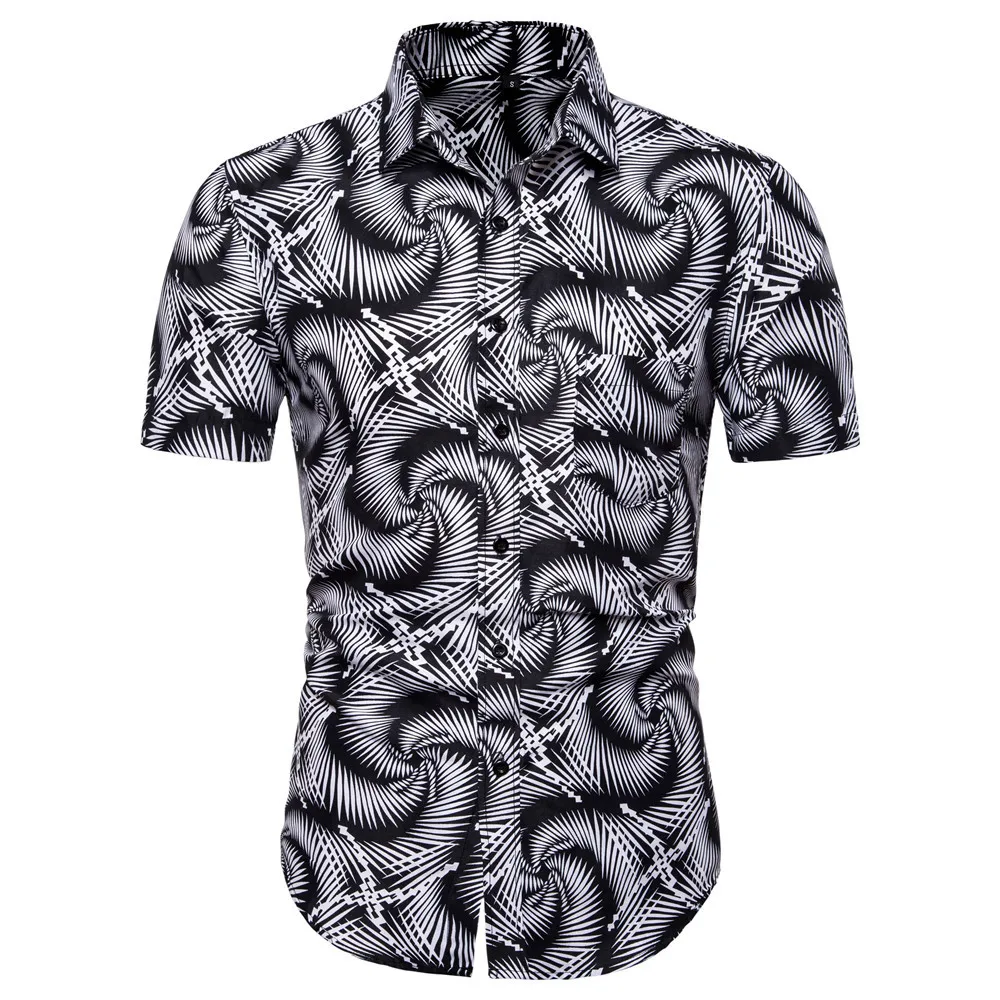 

Miicoopie 2019 New Mens Shirt Short Sleeve Irregular Floral Print Shirt For Summer