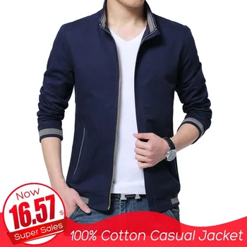 HTLB 2017 Brand New Spring Autumn Men Casual Jacket Coat Men's Fashion Washed 100% Pure Cotton Brand-Clothing Jackets Male Coats