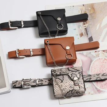 

Mini Fanny Pack For Women Waist Bag Snake Skin Small Belt Bag Leather Fanny Packs Ladies Waist Pack Bags Chain Belt