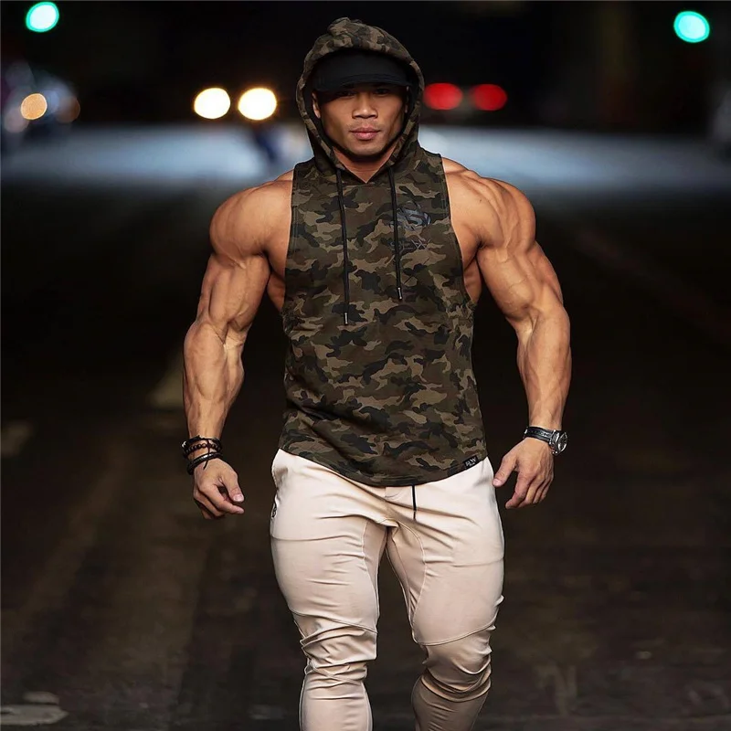 Men sleeveless Hoodies Camouflage Tank top (13)