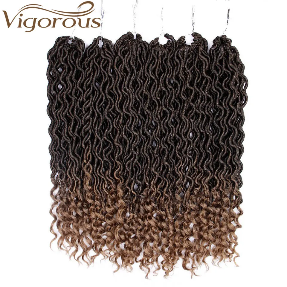 Vigorous Faux Locs Curly Crochet Braids Synthetic Crochet Braids Ombre