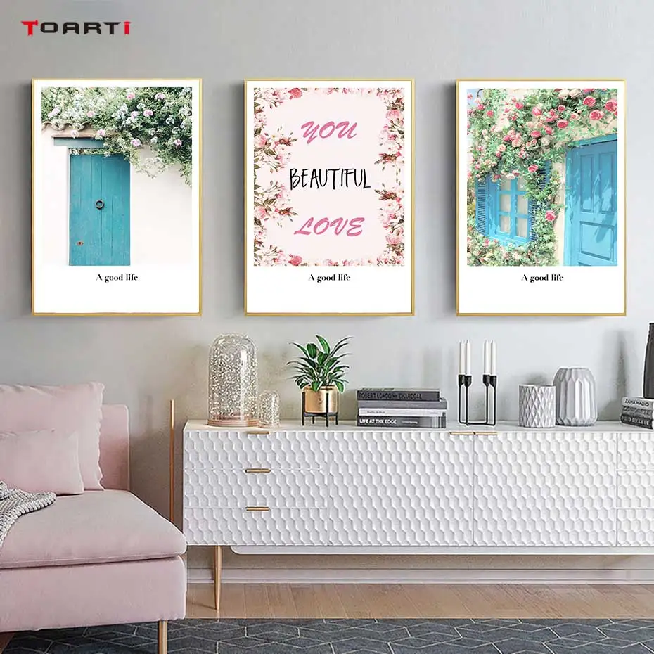 Красивые цветы Печать дома постеры хорошая жизнь цитаты современное искусство