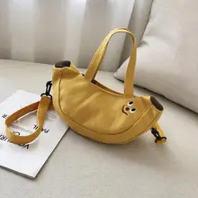 Женские сумки на плечо с милым принтом в виде банана, большая вместительность, повседневные сумки-мессенджеры, женские холщовые сумки через плечо