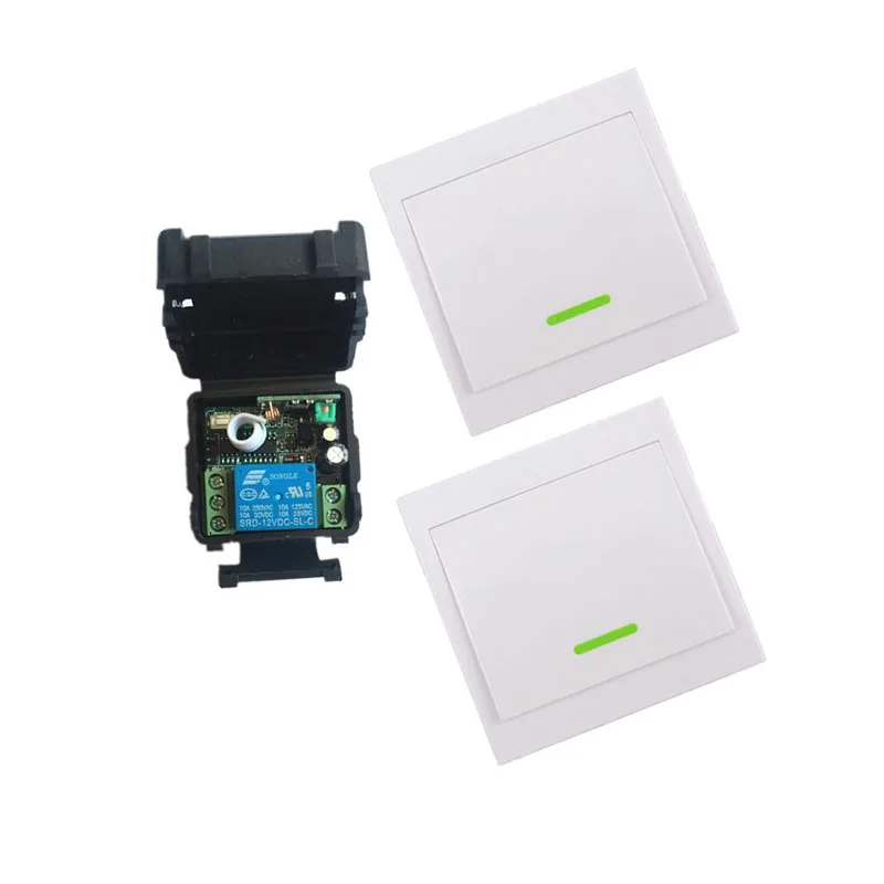 

DC12V 1CH Wireless Remote Control Switch System Receiver +2*Wall Panel Remote Transmitter Sticky Remote Smart Home Switch