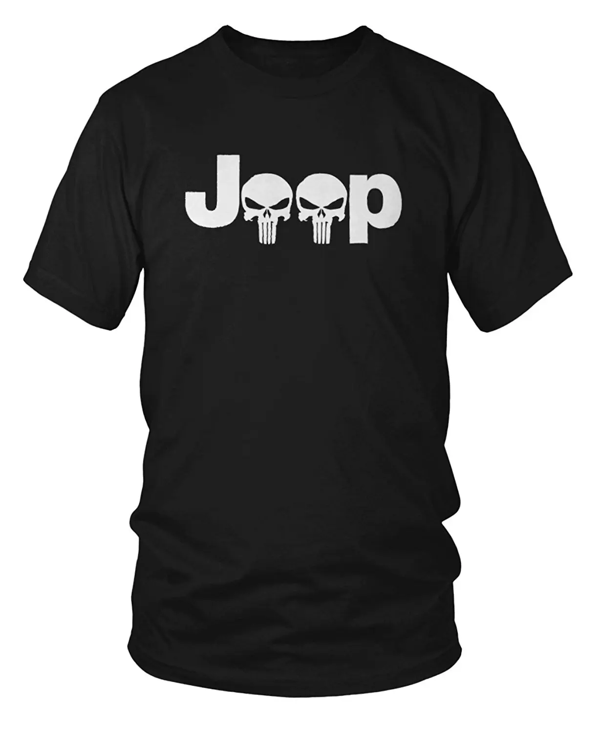 

Men'S O-Neck Printed Tee Shirt Casual Short Sleeve Tshirt Novelty Jeep Logo With Punisher Skull Symbol Hardcore Offroad T-Shirt